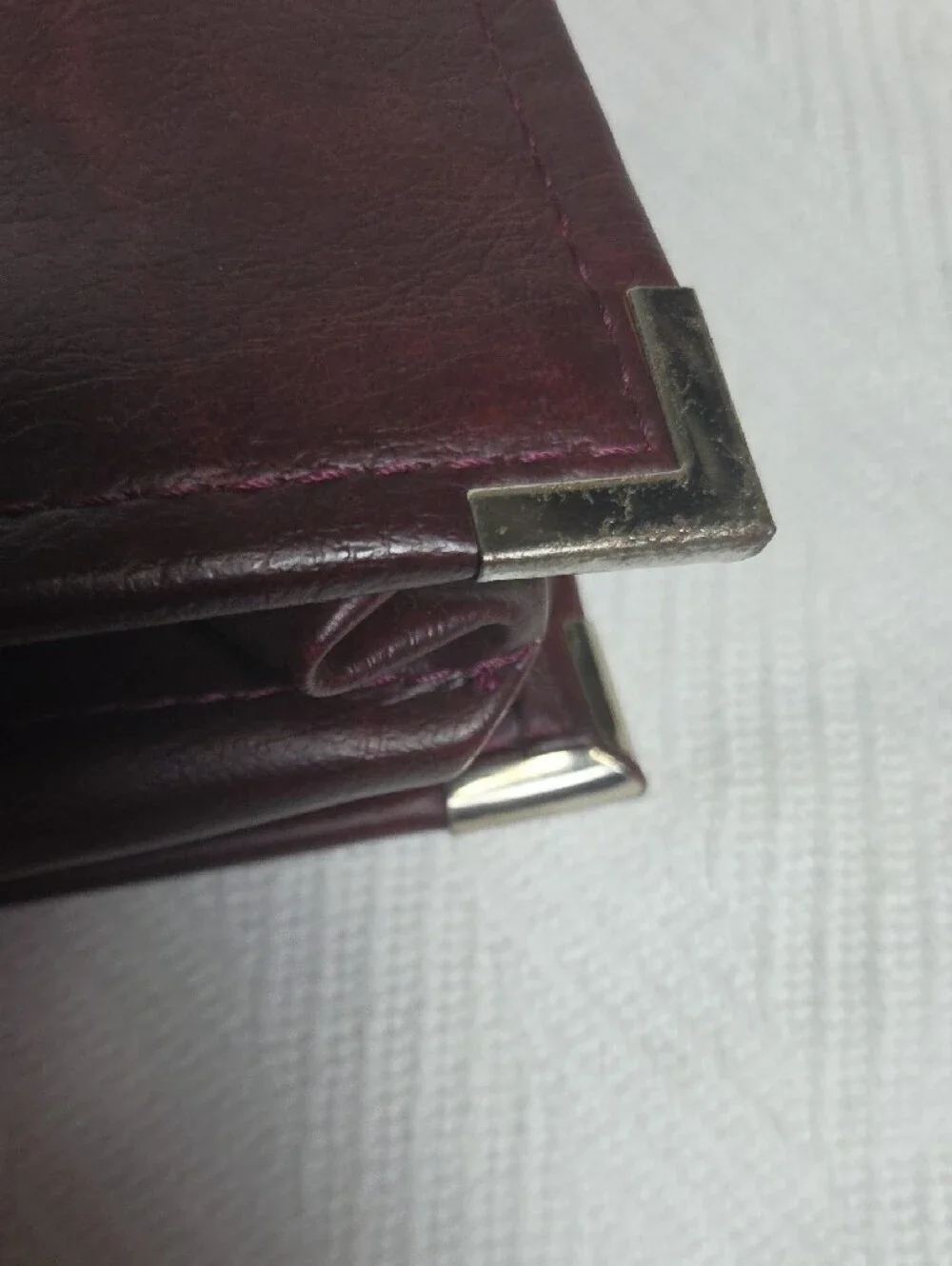 Vintage Stoops Burgundy Faux Leather Portfolio Briefcase Organizer Bag Handled